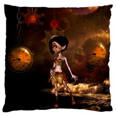 Steampunk, Cute Little Steampunk Girl In The Night With Clocks Standard Flano Cushion Case (two Sides) by FantasyWorld7