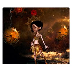 Steampunk, Cute Little Steampunk Girl In The Night With Clocks Double Sided Flano Blanket (small)  by FantasyWorld7