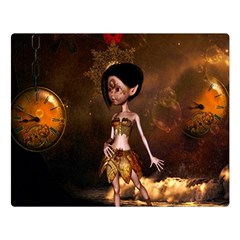 Steampunk, Cute Little Steampunk Girl In The Night With Clocks Double Sided Flano Blanket (large)  by FantasyWorld7