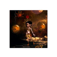 Steampunk, Cute Little Steampunk Girl In The Night With Clocks Satin Bandana Scarf by FantasyWorld7