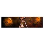 Steampunk, Cute Little Steampunk Girl In The Night With Clocks Satin Scarf (Oblong) Front