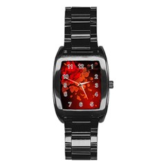 Cherry Blossom, Red Colors Stainless Steel Barrel Watch by FantasyWorld7