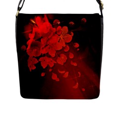 Cherry Blossom, Red Colors Flap Messenger Bag (l)  by FantasyWorld7