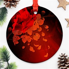 Cherry Blossom, Red Colors Ornament (round) by FantasyWorld7