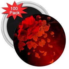 Cherry Blossom, Red Colors 3  Magnets (100 Pack) by FantasyWorld7