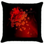 Cherry Blossom, Red Colors Throw Pillow Case (Black) Front