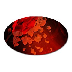 Cherry Blossom, Red Colors Oval Magnet by FantasyWorld7