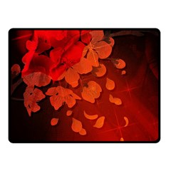 Cherry Blossom, Red Colors Fleece Blanket (small) by FantasyWorld7