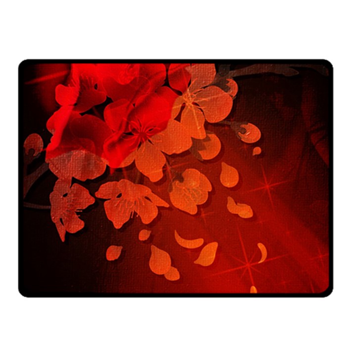 Cherry Blossom, Red Colors Fleece Blanket (Small)