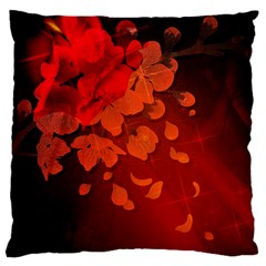 Cherry Blossom, Red Colors Large Cushion Case (one Side) by FantasyWorld7