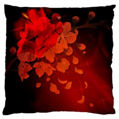 Cherry Blossom, Red Colors Large Flano Cushion Case (one Side) by FantasyWorld7