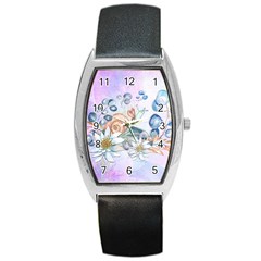 Snail And Waterlily, Watercolor Barrel Style Metal Watch by FantasyWorld7