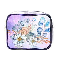 Snail And Waterlily, Watercolor Mini Toiletries Bags by FantasyWorld7