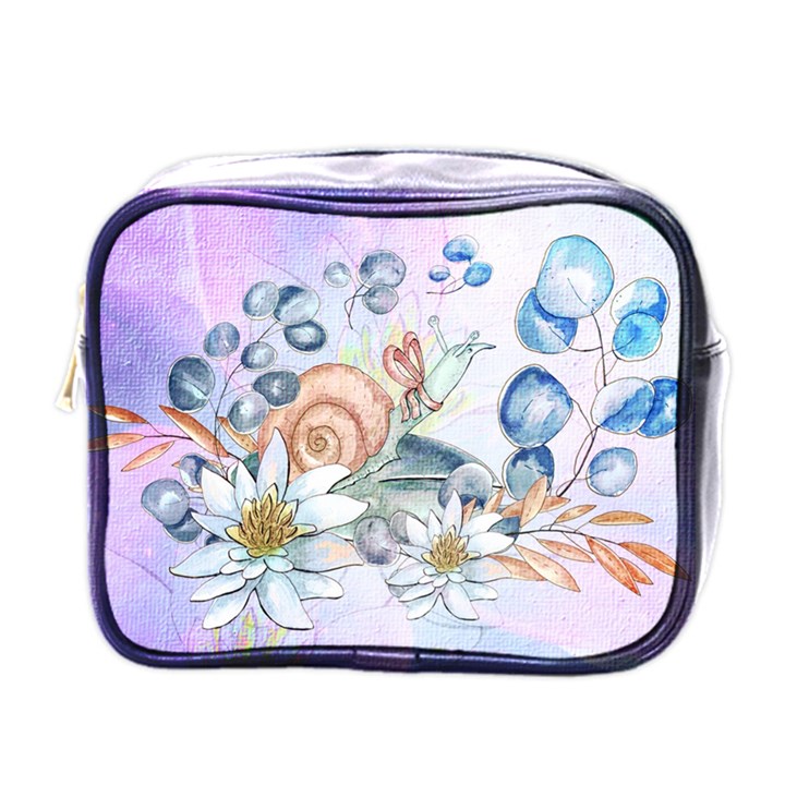 Snail And Waterlily, Watercolor Mini Toiletries Bags