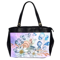 Snail And Waterlily, Watercolor Office Handbags (2 Sides)  by FantasyWorld7