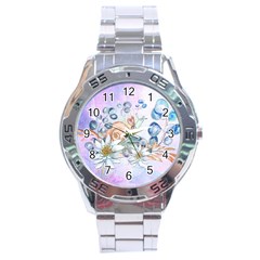 Snail And Waterlily, Watercolor Stainless Steel Analogue Watch by FantasyWorld7