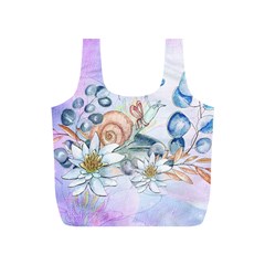 Snail And Waterlily, Watercolor Full Print Recycle Bags (s)  by FantasyWorld7