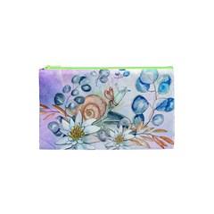 Snail And Waterlily, Watercolor Cosmetic Bag (xs) by FantasyWorld7