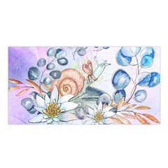 Snail And Waterlily, Watercolor Satin Shawl by FantasyWorld7