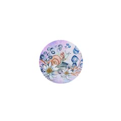 Snail And Waterlily, Watercolor 1  Mini Buttons by FantasyWorld7