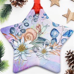 Snail And Waterlily, Watercolor Ornament (star) by FantasyWorld7