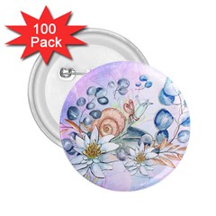 Snail And Waterlily, Watercolor 2 25  Buttons (100 Pack)  by FantasyWorld7