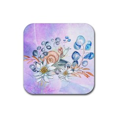 Snail And Waterlily, Watercolor Rubber Coaster (square)  by FantasyWorld7