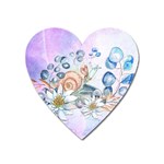 Snail And Waterlily, Watercolor Heart Magnet Front