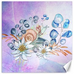 Snail And Waterlily, Watercolor Canvas 12  X 12   by FantasyWorld7