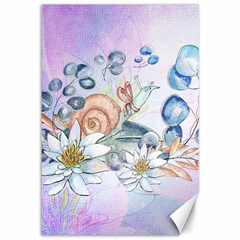 Snail And Waterlily, Watercolor Canvas 12  X 18   by FantasyWorld7