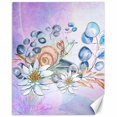 Snail And Waterlily, Watercolor Canvas 16  X 20   by FantasyWorld7