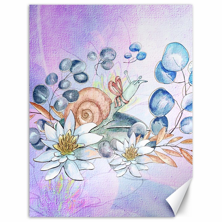 Snail And Waterlily, Watercolor Canvas 18  x 24  