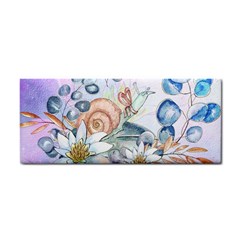 Snail And Waterlily, Watercolor Hand Towel by FantasyWorld7