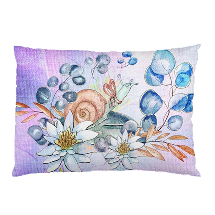 Snail And Waterlily, Watercolor Pillow Case