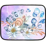 Snail And Waterlily, Watercolor Double Sided Fleece Blanket (Mini)  35 x27  Blanket Front