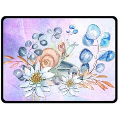 Snail And Waterlily, Watercolor Fleece Blanket (large)  by FantasyWorld7