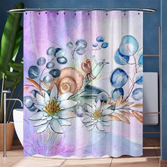 Snail And Waterlily, Watercolor Shower Curtain 60  X 72  (medium)  by FantasyWorld7