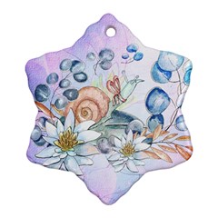 Snail And Waterlily, Watercolor Ornament (snowflake)