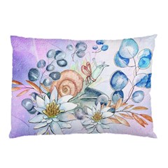 Snail And Waterlily, Watercolor Pillow Case (two Sides) by FantasyWorld7