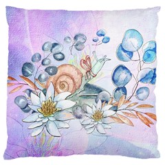 Snail And Waterlily, Watercolor Large Cushion Case (one Side) by FantasyWorld7