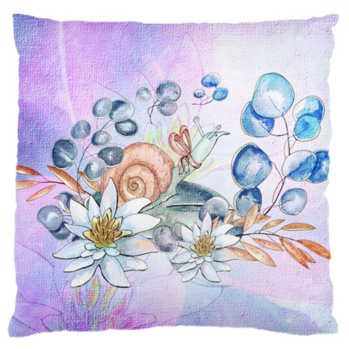 Snail And Waterlily, Watercolor Standard Flano Cushion Case (One Side)