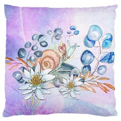 Snail And Waterlily, Watercolor Large Flano Cushion Case (two Sides) by FantasyWorld7