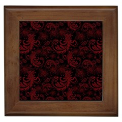 Dark Red Flourish Framed Tiles