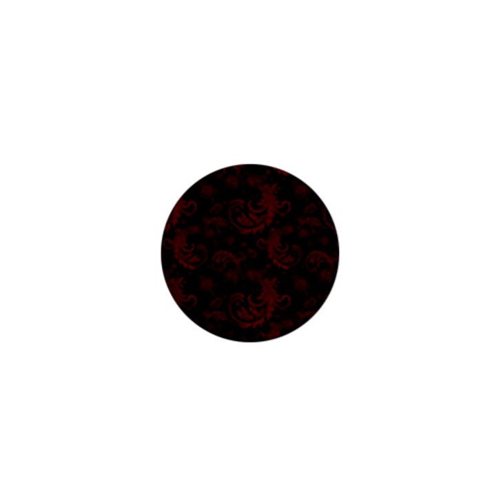 Dark Red Flourish 1  Mini Buttons