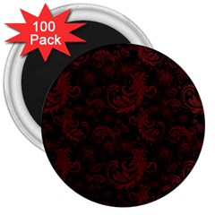 Dark Red Flourish 3  Magnets (100 Pack) by gatterwe