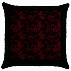 Dark Red Flourish Throw Pillow Case (black) by gatterwe