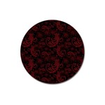 Dark Red Flourish Magnet 3  (Round) Front