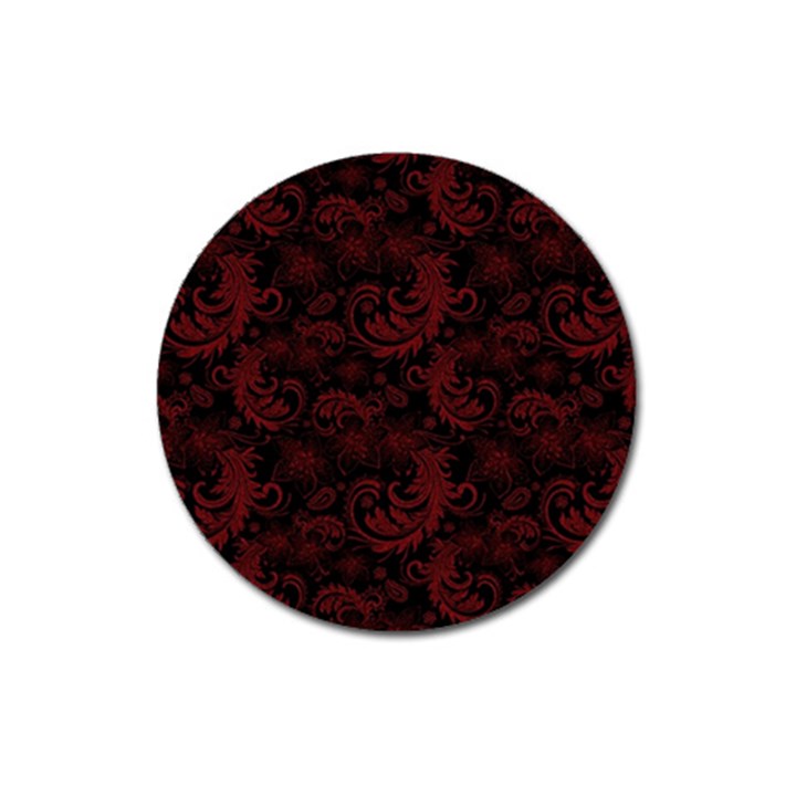 Dark Red Flourish Magnet 3  (Round)