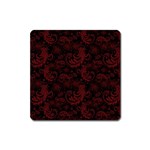 Dark Red Flourish Square Magnet Front