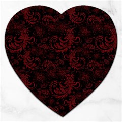 Dark Red Flourish Jigsaw Puzzle (heart) by gatterwe